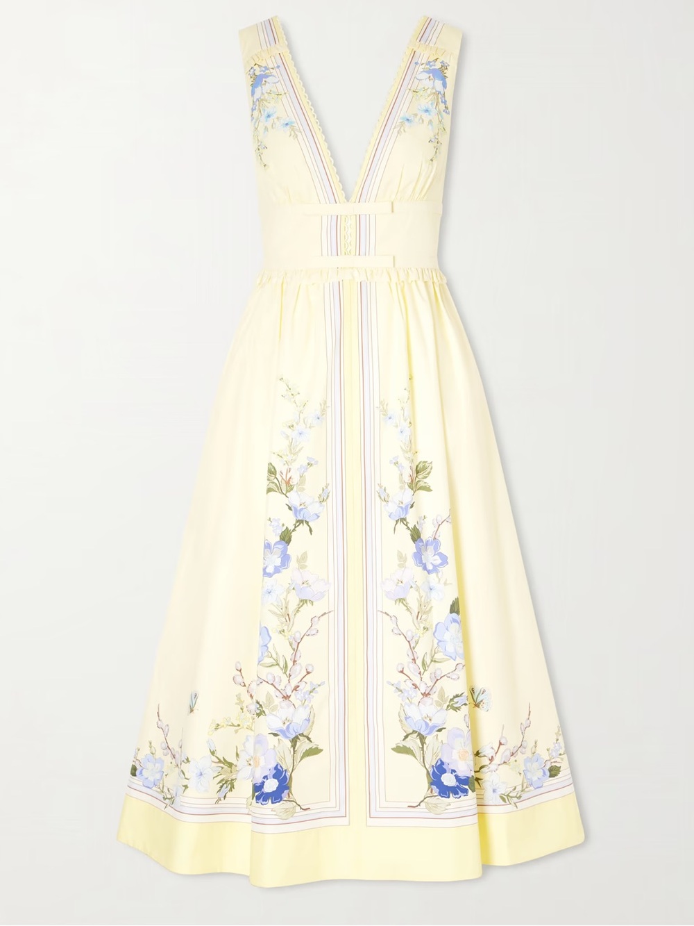 NWOT Self-Portrait YELLOW FLORAL COTTON MIDI DRESS - Picture 8 of 10